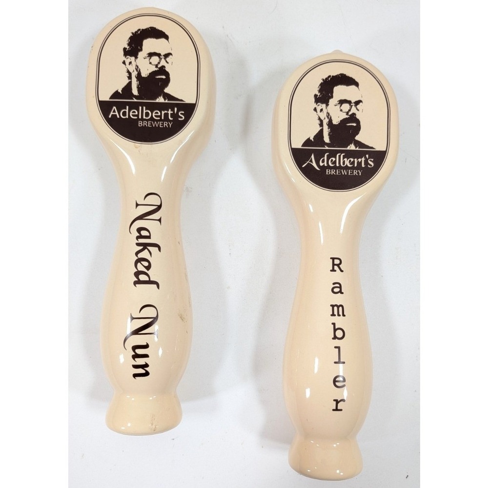Adelbert's Brewery Beer Tap Handle Set Naked Nun & Rambler Ceramic Austin TX